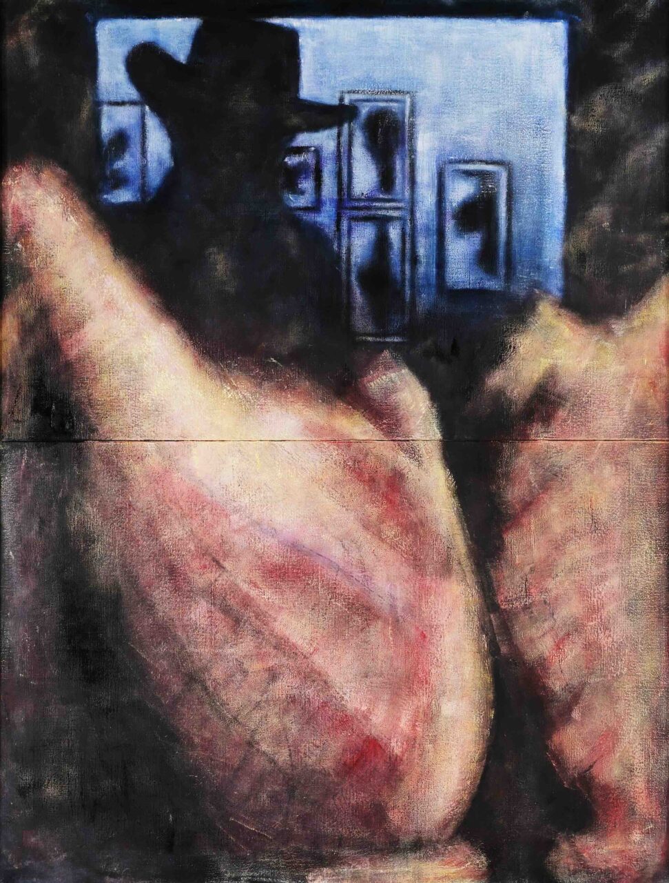 デッサンする男