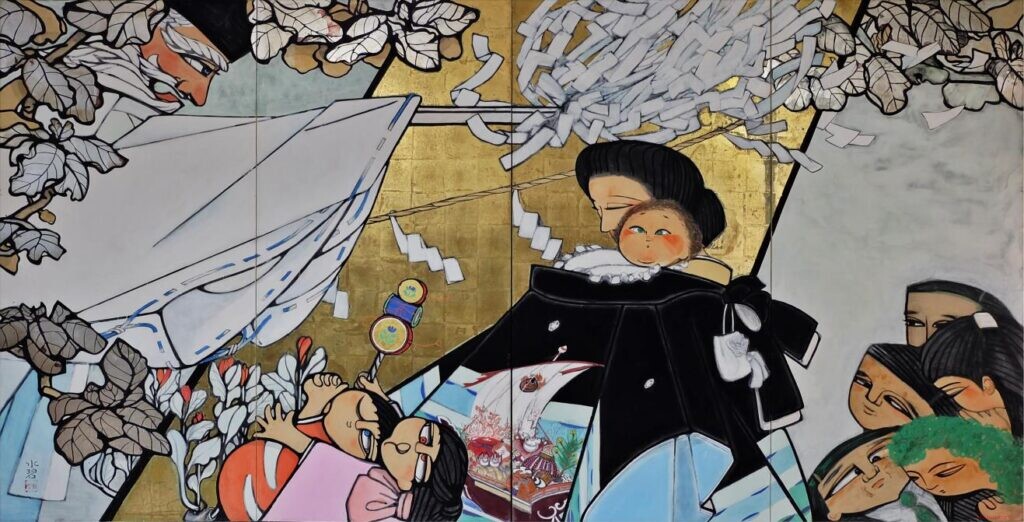 (故)　森　水碧　「皓」皓紀お宮参り　172ｘ3300　　1991年　25回創展