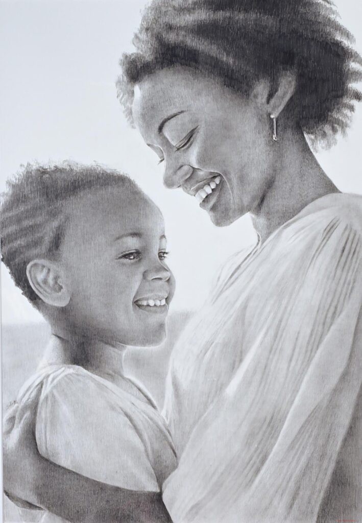 奨励賞 会友 咲 久 抱 擁 B2 鉛筆画