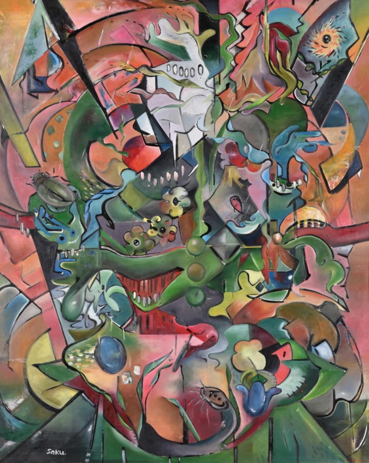 準会員 SAKURAKO SAKURAKO 油彩画 この世のために 100F テーマ