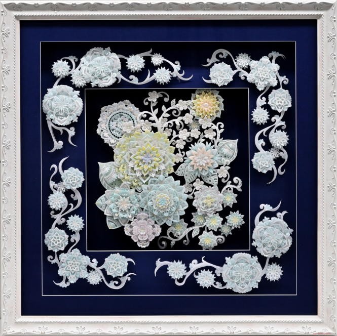 奨励賞 会友推挙 一般 Iwase Sanae 岩瀬 早苗 3Dシャドーボックスアート 雅奏(かなで) 60×60