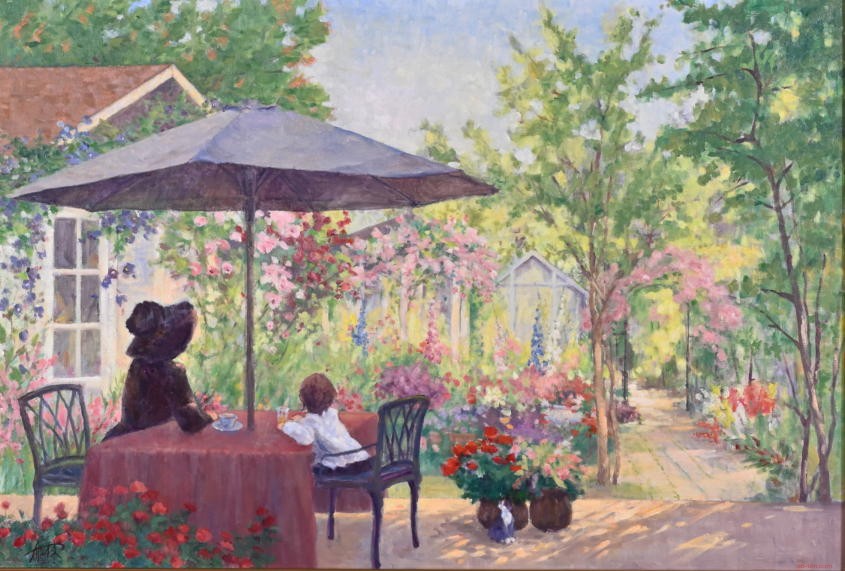 会 員 Koyama Ikue 小山 郁枝 油彩画 昼下がりのガーデン 50P