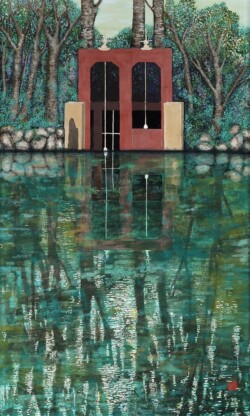 s-37 平山 尚子 静日の水門 80M 日本画 s-37 平山 尚子 静日の水門 80M 日本画