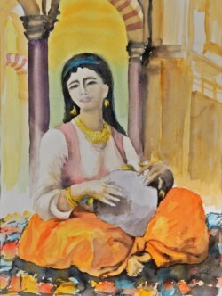 s-74 山田 享 楽士 20F 水彩画 s-74 山田 享 楽士 20F 水彩画