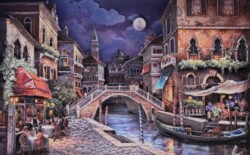 9 小野岡 征子 夜のベネチア シャドーボックスアート 9 小野岡 征子 夜のベネチア シャドーボックスアート