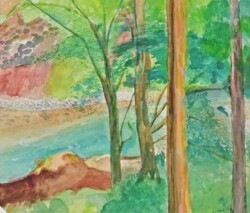 25 戸枝 清志 奥多摩の民宿から見た風景 水彩画 25 戸枝 清志 奥多摩の民宿から見た風景 水彩画