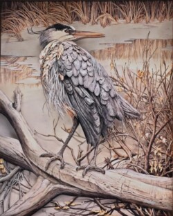 28 芳賀 礼子 BLUE HERON シャドーボックスアート 28 芳賀 礼子 BLUE HERON シャドーボックスアート