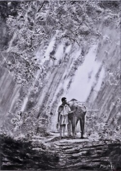 34 藤澤 真樹 木漏れ日のトンネル 鉛筆画 34 藤澤 真樹 木漏れ日のトンネル 鉛筆画