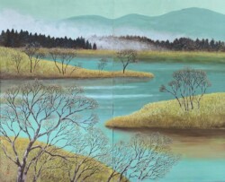 理事 倉島 美友 湖 畔 日本画 理事 倉島 美友 湖 畔 日本画