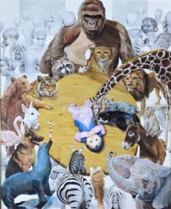 理事 木村 巴 円卓会議 油彩画 理事 木村 巴 円卓会議 油彩画