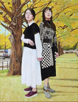 会員 髙久 省三 姉妹 F50 水彩画 会員 髙久 省三 姉妹 F50 水彩画