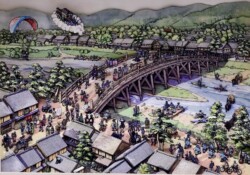 会友 柳澤 清美 絵本東海道 京都三条大橋 61.5x48.5 3Dシャドーボックスアート  会友 柳澤 清美 絵本東海道 京都三条大橋 61.5x48.5 3Dシャドーボックスアート