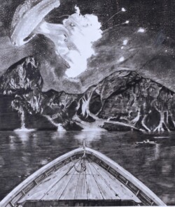 一般 矢田 美聡 海と月 鉛筆画 一般 矢田 美聡 海と月 鉛筆画